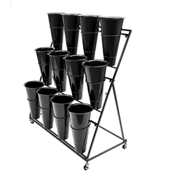 3 Tier Outdoor Indoor Flower Stand Modern Plant Shelf w/ 12* Flower Bucket New