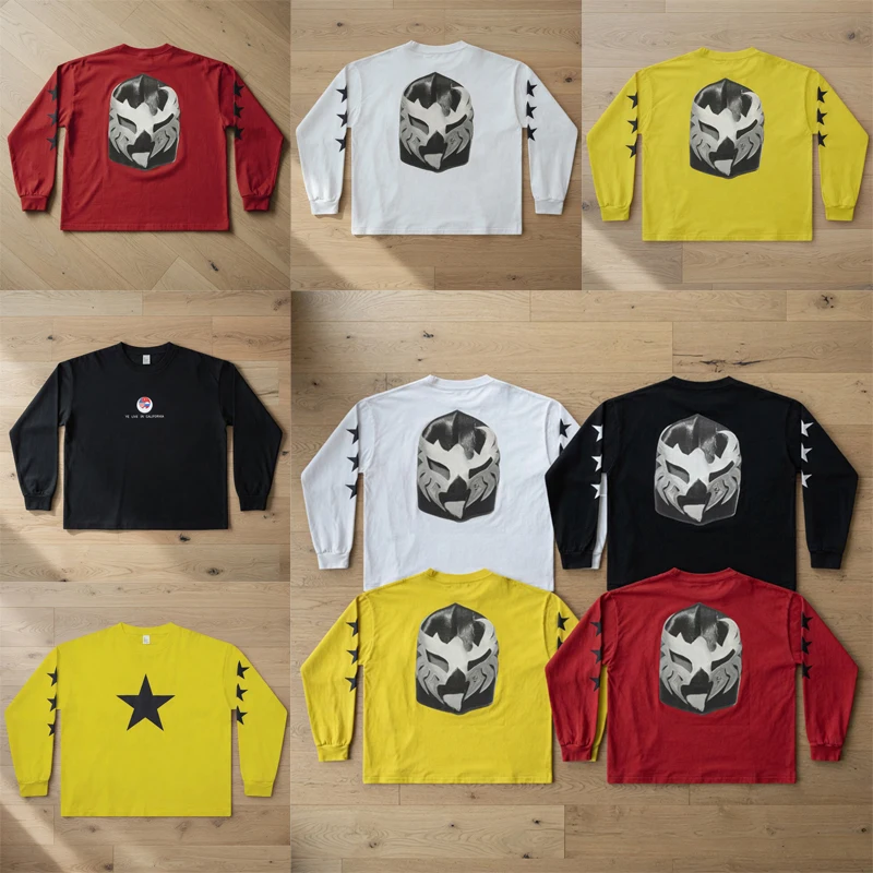 Stock High Quality Fashion Trend YZY Long Sleeve Tee Pattern Printing Men Women Oversize Casual Kanye West T-shirts