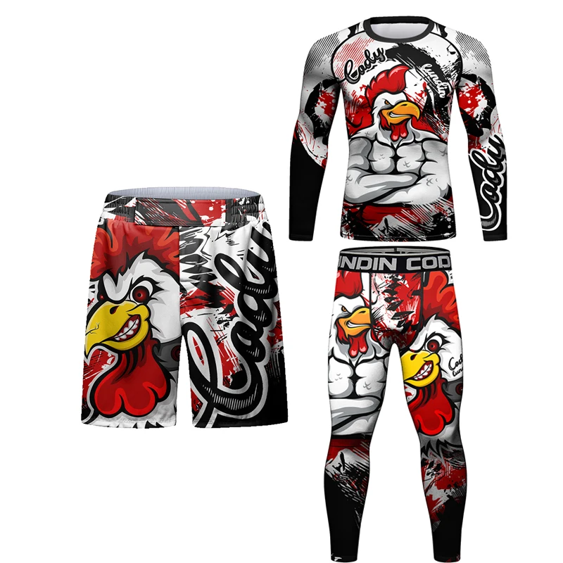 Koszulka męska Jiu Jitsu koszulka z zestaw spodni szorty MMA bokserską Rashguard koszulki do kickboxingu Boxeo dresy sportowe Bjj Gi T-shirty