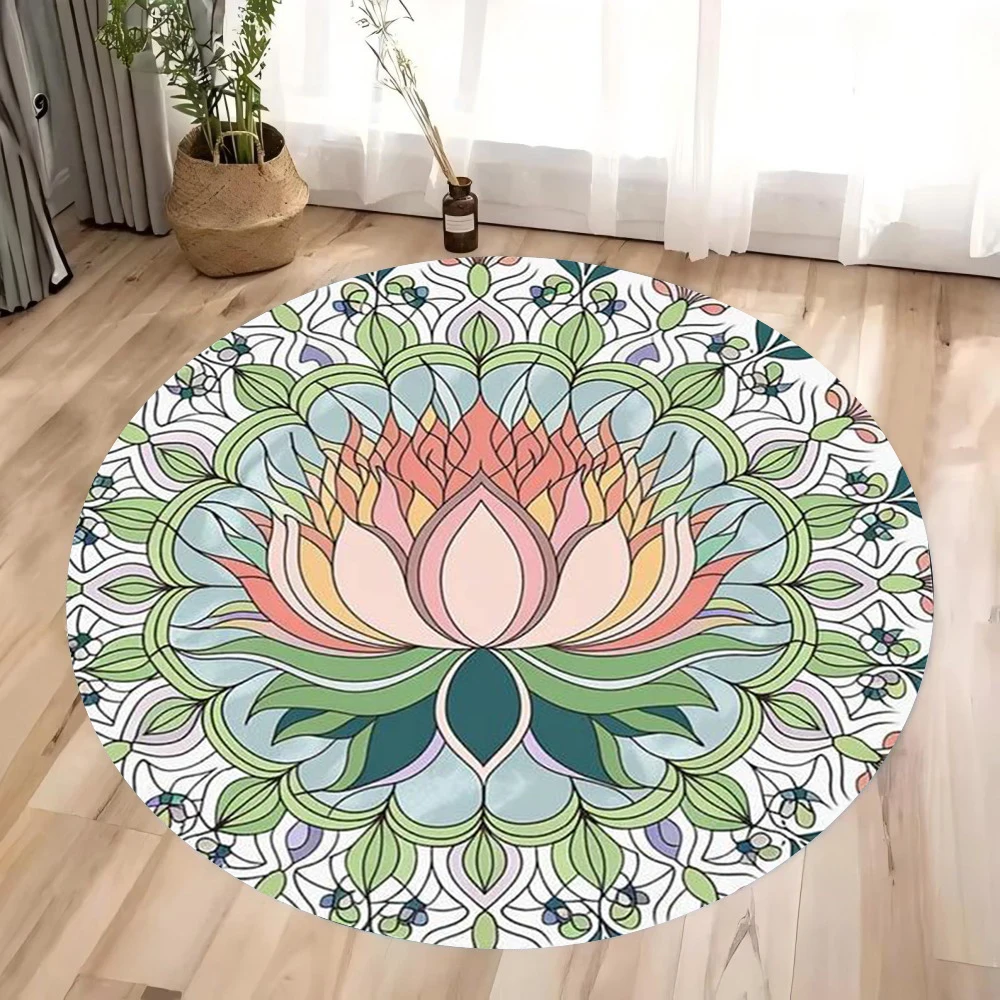 VIKAMA  Mysterious Eye Floor Mat - Rainbow Color - Oriental Style - Modern Living Room - Home Decoration - Soft Floor Covering