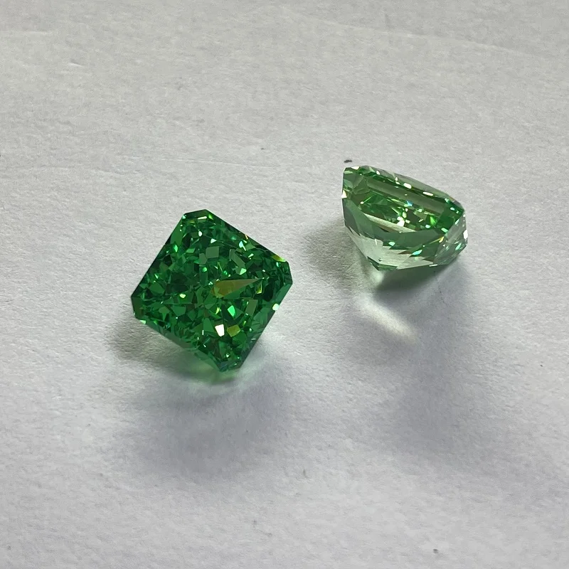 Pirmiana Hot Sale  Paraiba Green CZ Stone Crushed Ice Cutting Square Shape Gemstone for Diy Jewelry Rings Making