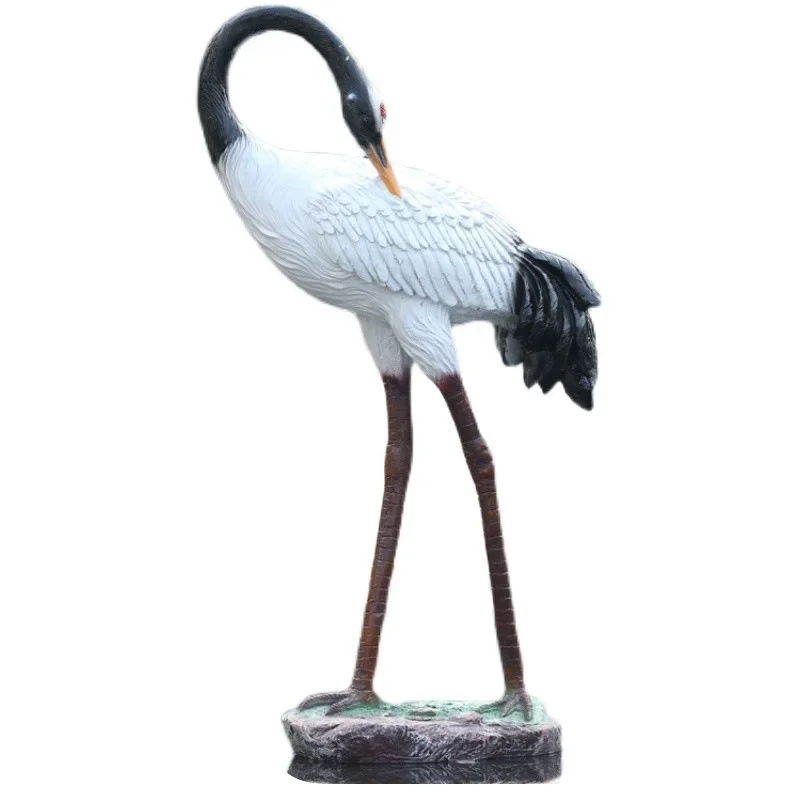 

Simulation red-crowned crane fiberglass sculpture public garden landscape courtyard egret outfit