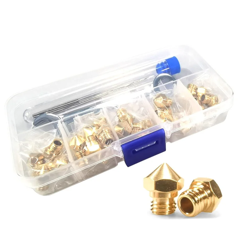 25pcs MK10 Nozzles 0.4mm 3D Printer Brass Nozzles with DIY Tools And Metal Storage Box Fit Flashforge Wanhao Qidi 3D Printer