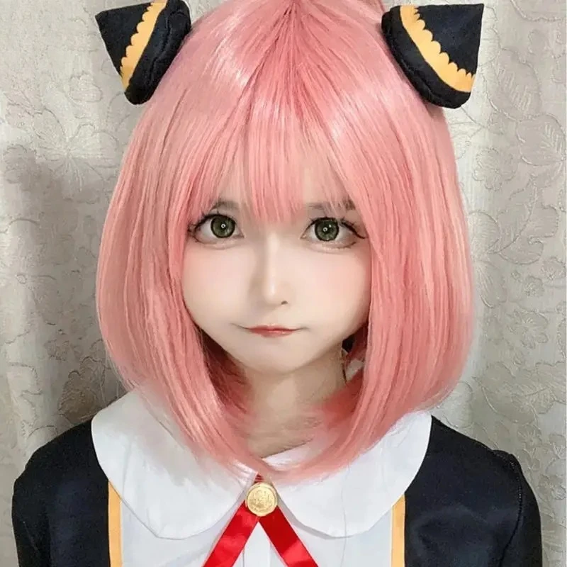 スパイままごとコスプレ アニアコスウィッグ 模擬毛髪 アニメ フェイクローズピンク 子供用