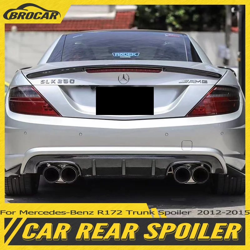 For Mercedes-Benz SLK Class R172 SLK200 250 350 55 2012 - 2015 FRP Unpainted Gloss Black Rear Spoiler Trunk Boot Wing Spoiler