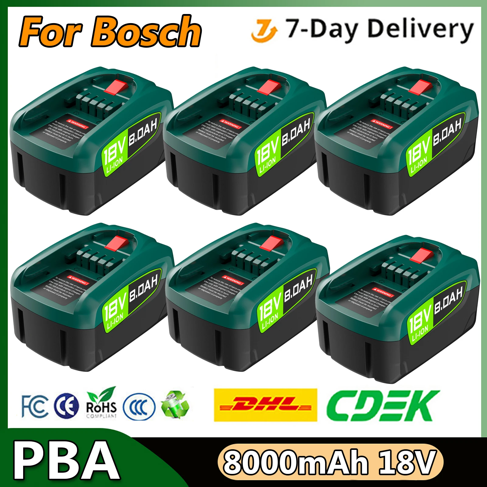 Image of Turpow 8000mAh Ersatzakku für Bosch PBA 18V für Haus & Garten PBA PSB PSR 18 V Elektrowerkzeuge Wiederaufladbarer Akku