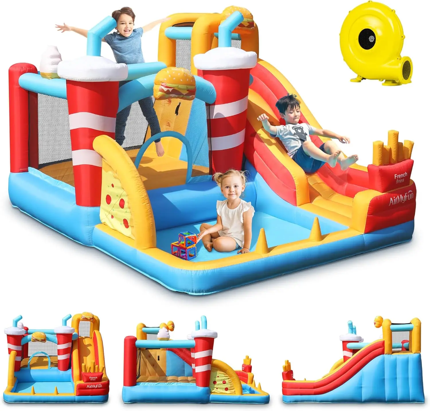 Inflatable Bounce House with Water Slide for Kids 3-12 | 12ft x 10ft Bouncy House for Toddler Backyard - Indoor & Yard Use