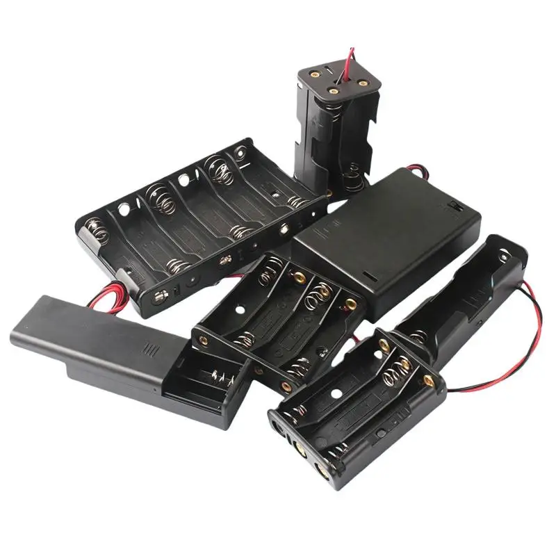 **1Pcs AA Battery Holder Storage Case Box With Switch And Cover For AA Batteries Standard Container 1 2 3 4 6 8 Slots