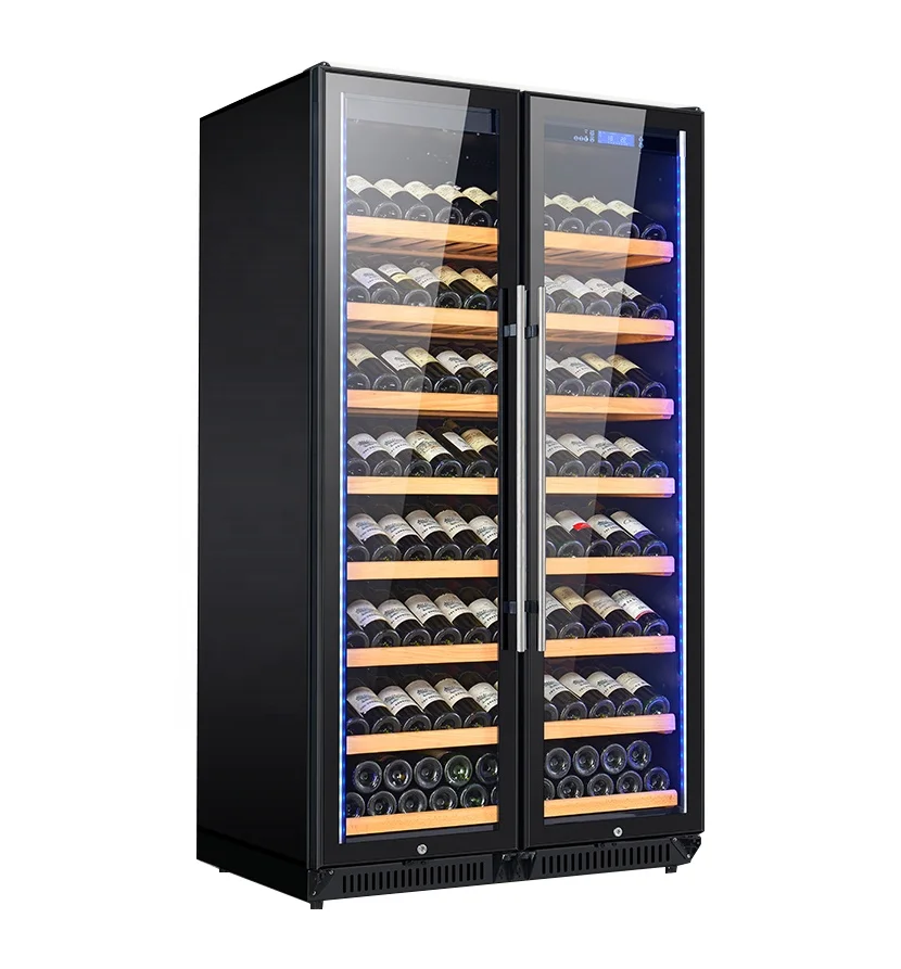 Beautiful Design Black Freestanding 320 Can Beverage Beer Cooler Wine Cabinet with LCD Display for Home Bar Party Storage