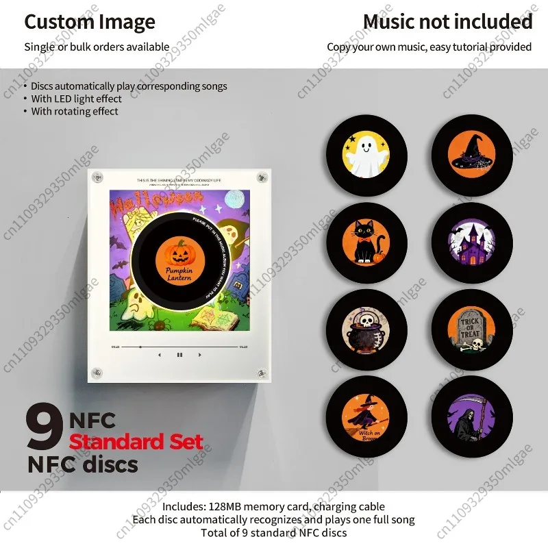 Rotating Music Disc Night Light, Magnetic Fridge Magnet, NFC-activated Singing Acrylic Stand, Custom Photo Design