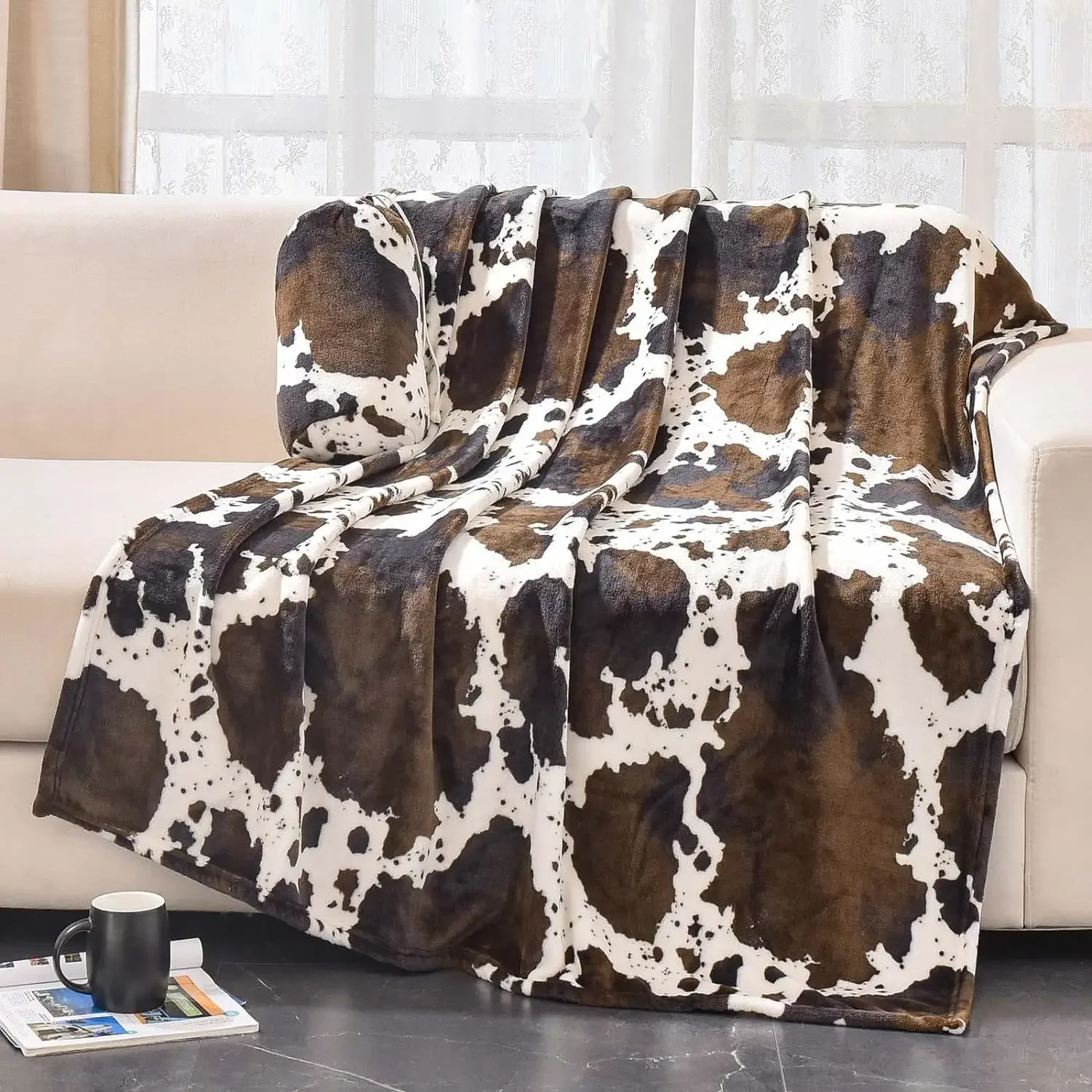 Cow printed blanket, adult and children's gift blanket,comfortable and soft flannel blanket,Mother's Day Christmas birthday gift