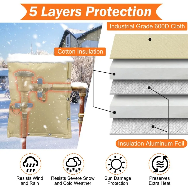 ABHX-Backflow Preventer Insulation Cover ,Sprinkler Cover Waterproof Sprinkler Valve Well Pump Cover For Winter 17