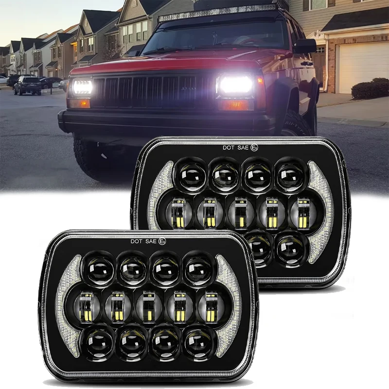 

105W 5X7" Waterproof LED Projector Headlight Hi-Lo Beam DRL For Jeep Cherokee XJ car accessries
