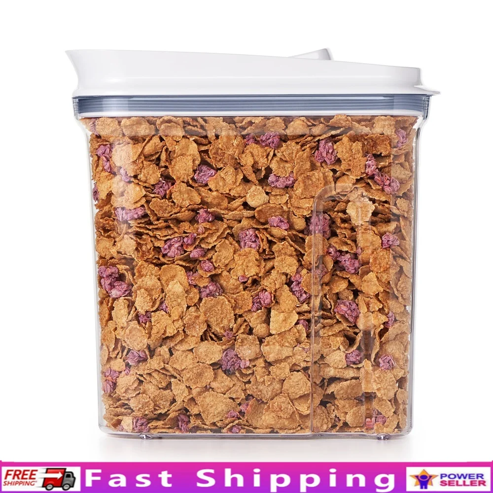 

Герметичный диспенсер для хлопьев с открытой крышкой, 3,4 кварты, удобная фиксация, без беспорядка, идеальное хранилище для сухих продуктов