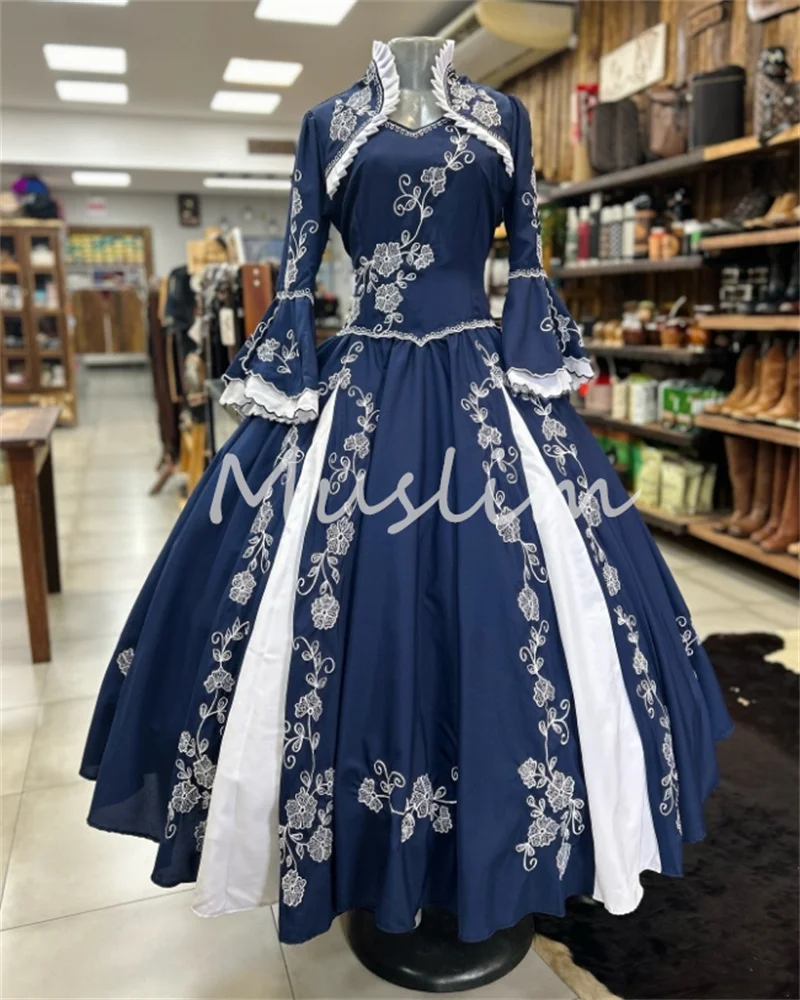 Georgians Navy Carnival Women's Evening Dress 2025 Embroidery Ball Gown Mexico Jalisco Prom Dress Bespoke Occasion Customized