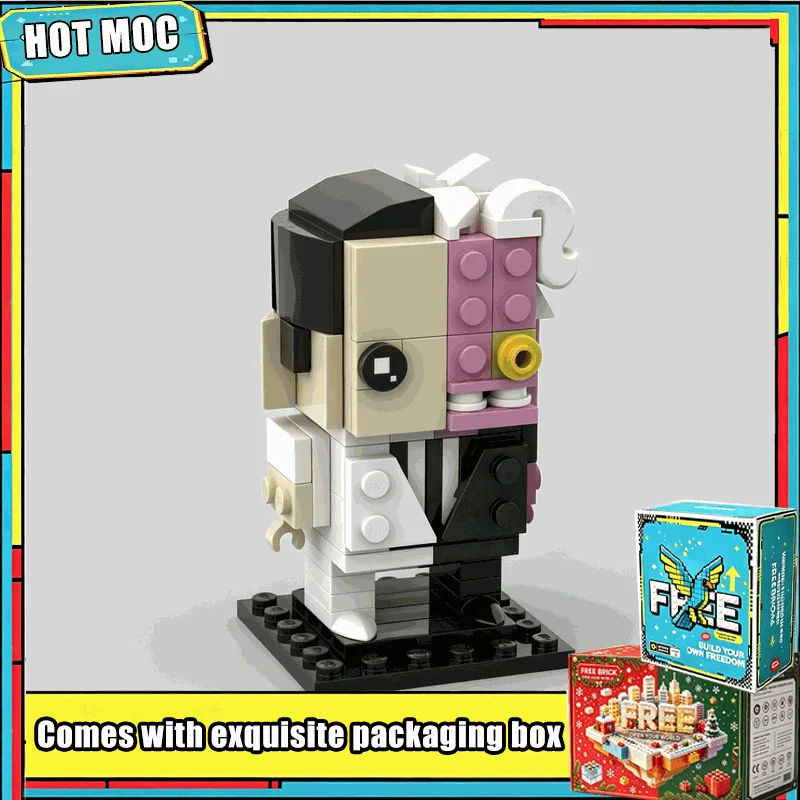 123PCS Pink Purple White Two Tone Duel Faced Character Building Block MOC Custom Figure Model Assembly Educational Creative Gift