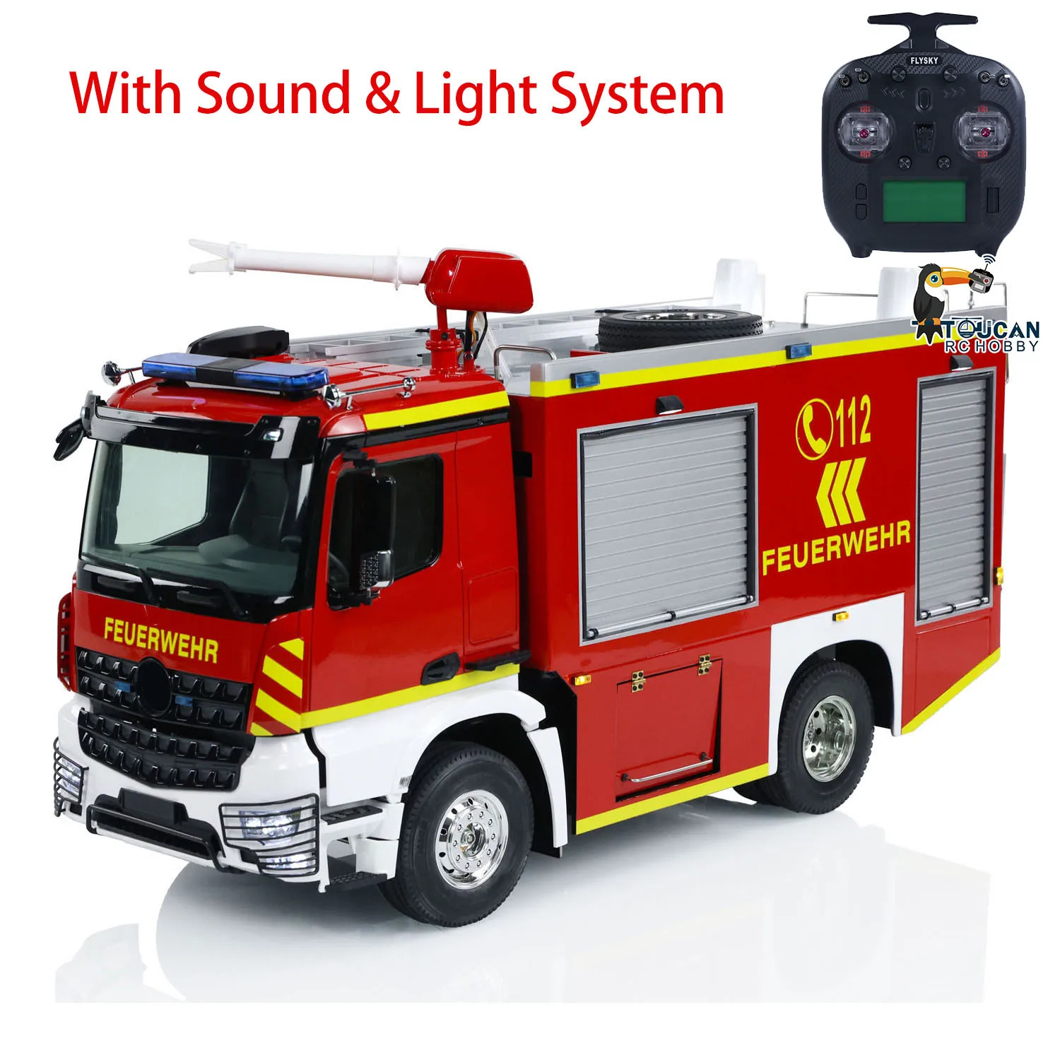 1/14 4x2 RC Fire Vehicles 2-speed Transmission Radio Control Fire Fighting Truck Light Sound Painted Assembled Cars TH24162