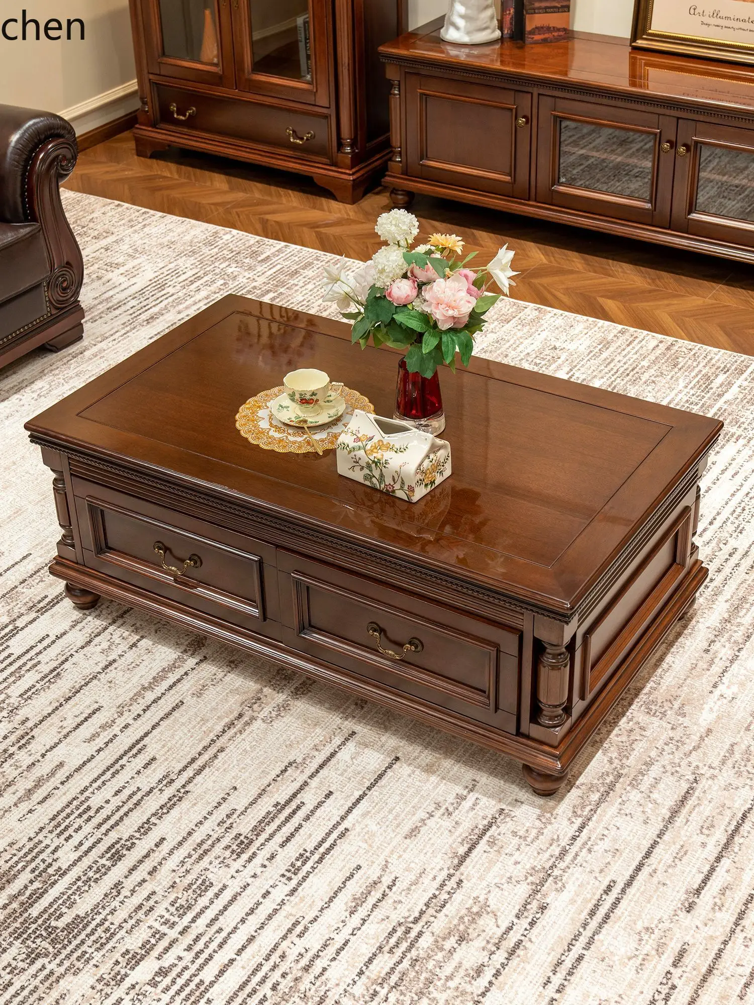 HXL Coffee Table Living Room Storage with Drawers Four Drawers Rectangular Coffee Table TV Cabinet