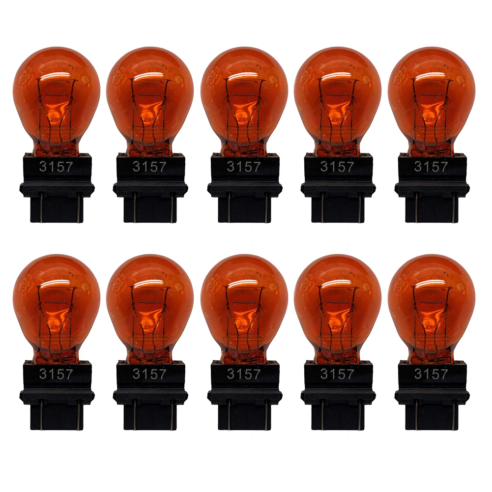 

10pcs Car 3157 Brake Light Bulbs 12V 21W External Turn Signal Bulb Halogen Lamp Brake Light Amber White Tail Light 3057, 3155