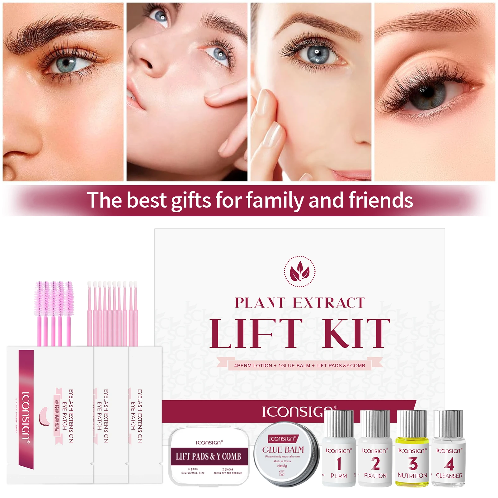 Kit per sollevamento e tinta per ciglia Sopracciglia semipermanente Laminazione professionale per sopracciglia Sollevamento ciglia Permanente Tintura per ciglia Trucco per sopracciglia