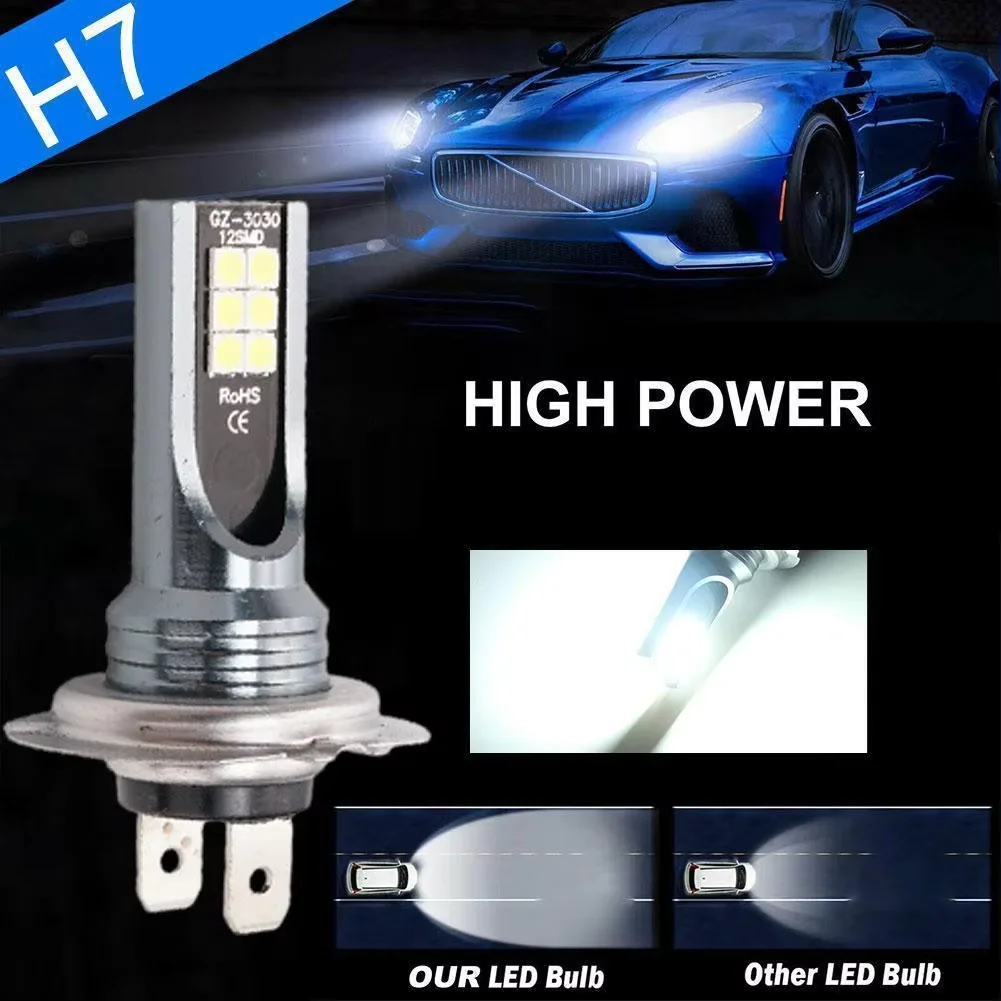 1/2/4/8PCs H7 Led Headlight Bulb Kit Car Fog Light Bulbs 12V 55W High Power Auto Fog Lamp 6000K Headlamp H7 Super Bright Bulbs