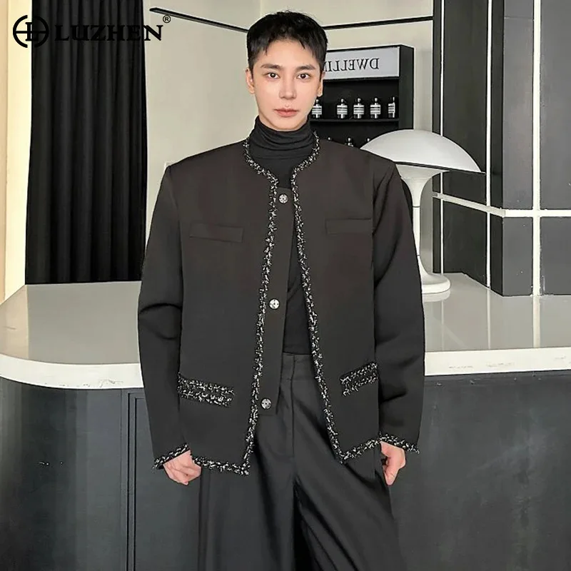 

LUZHEN Men's Fashion Casual Edge Splicing Jacket Design Elegant 2025 Spring Elegant High Quality Slim Male Coat Clothes JY5521