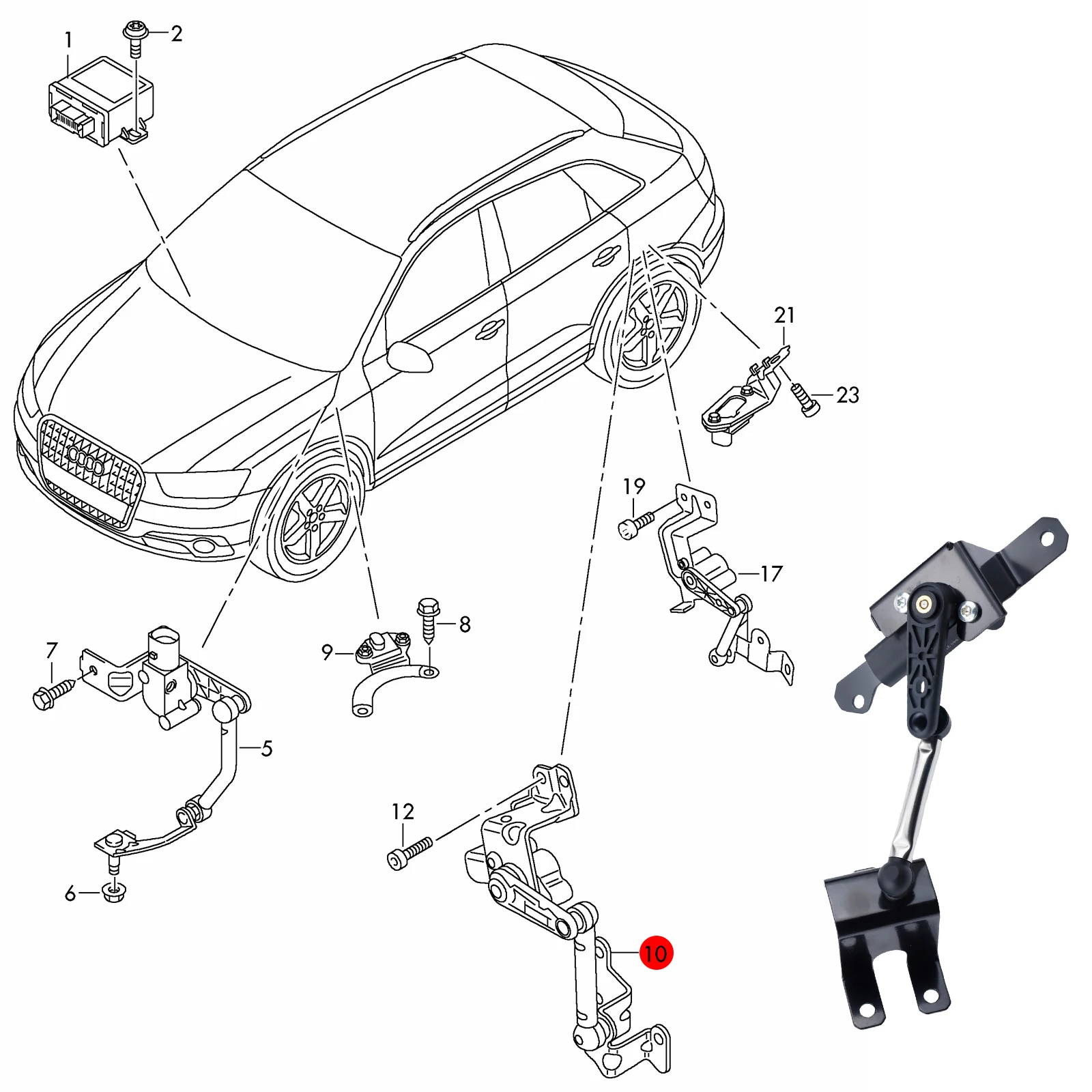 Rear Headlight Level Sensor For VW GOLF TIGUAN PASSAT SCIROCCO BEETLE TOURAN SKODA YETI AUDI Q3 TT A3 SEAT ALTEA LEON 1K0941273L
