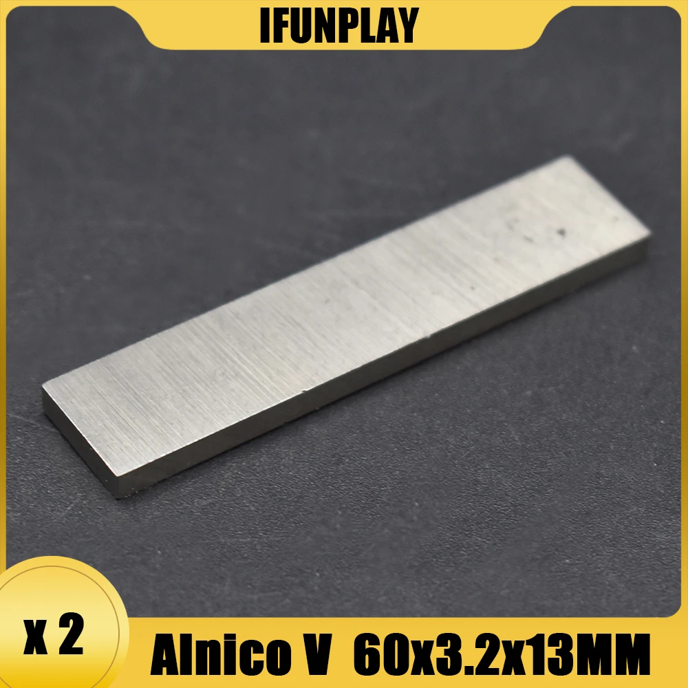 2Pcs Alnico V Electric Guitar Pickup Magnet for Humbucker 60x3.2x13MM Pickup Magnet Silver