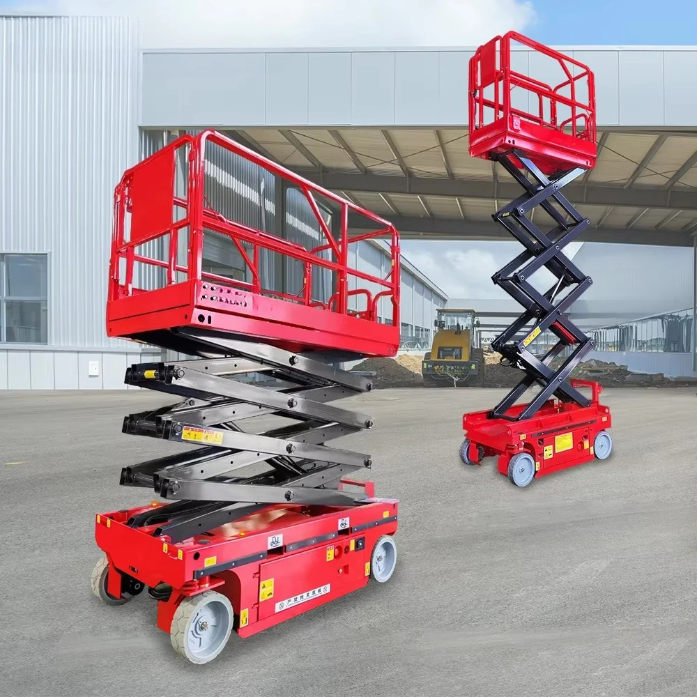 Portable Hydraulic Aerial Lifting Platform 6m 8m 10m 12m Movable Scissor Lift Elevator New Condition Electric Motor Pump Gear