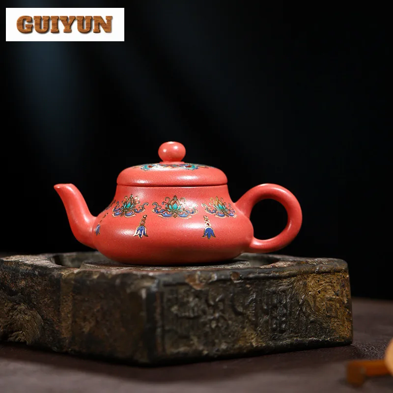 150ml Creative Yixing Purple Clay Teapots Handmade Jun De Pot Raw Ore Rose Red Downhill Mud Kettle Chinese Zisha Tea Set Craft