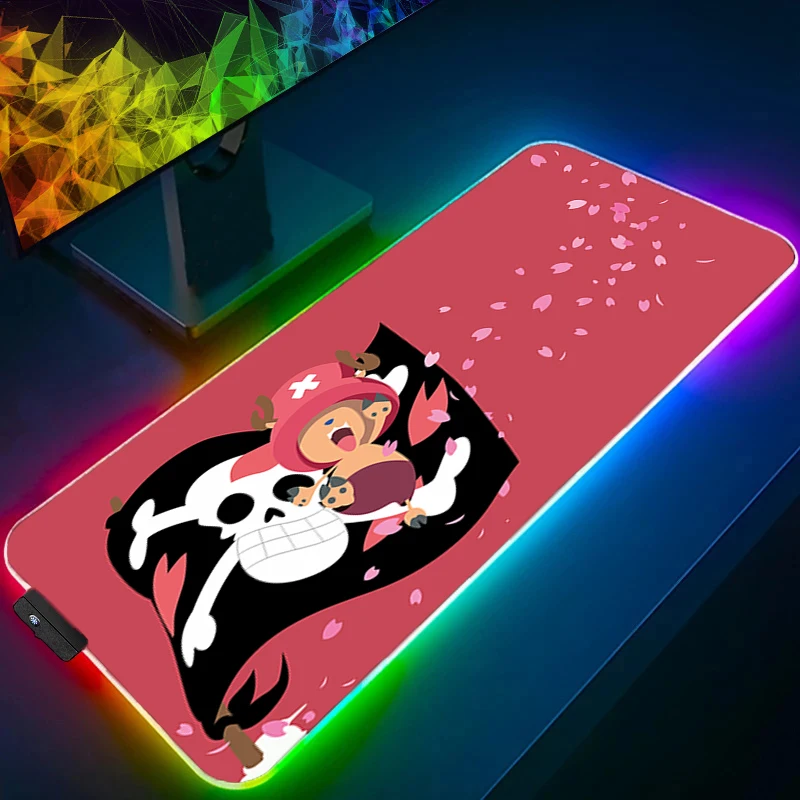 

RGB Mouse Pad one piece Tony Tony Chopper 90x40cm Gamer XXL Computer Large Backlight Desk mat Keyboard Anime Gaming LED Mousepad