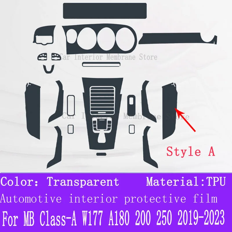 

Защитная пленка из ТПУ для панели коробки передач и навигационного экрана автомобиля Mercedes-Benz A-класса W177 A180 200 250 2019-2023, антицарапийная