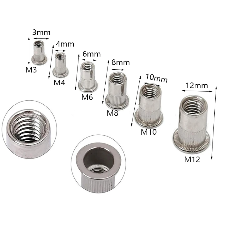 M3-M12  Rivet Nuts, Threaded Insert Rivnuts Assortment Kit for Metal Sheet, Furniture, Automotive, Corrosion Resistant Fasteners