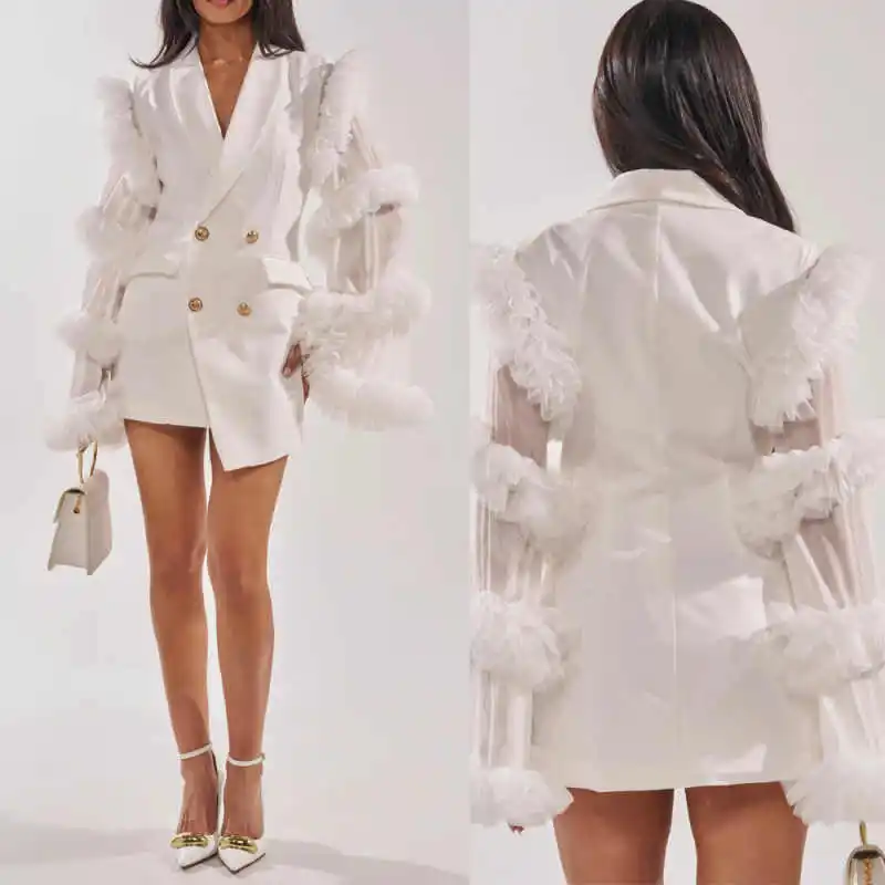 

Fashion Women's Suit 1 Piece Jacket Shawl Lapel Double-breasted Street Photography Occasion Daily Party Banquet Customized