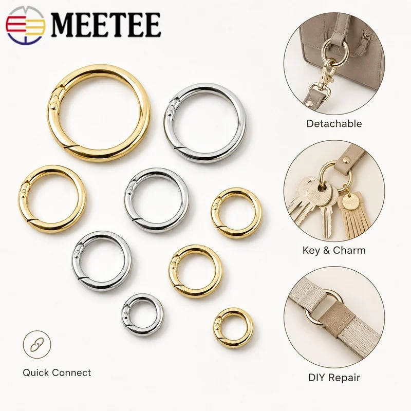 10Pcs 20/25/32MM Metal Openable O-Ring Clasps Spring Gate Connector for Bag Strap Handle Keychain Charm Leather Webbing Repair