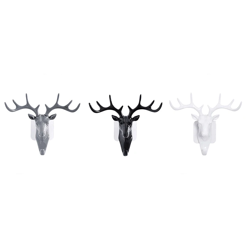 Punch-Free Deer Antler Coat Hook - American Style Home Decor, Unique Deer Head Design