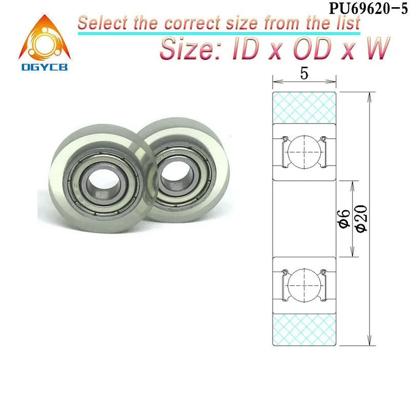 1pcs 6x20.5x8.5 mm PU Coated Rollers with 606 Bearing PU60620-8.5 OD 20 mm Air Conditioning Repair Replacement Wheels