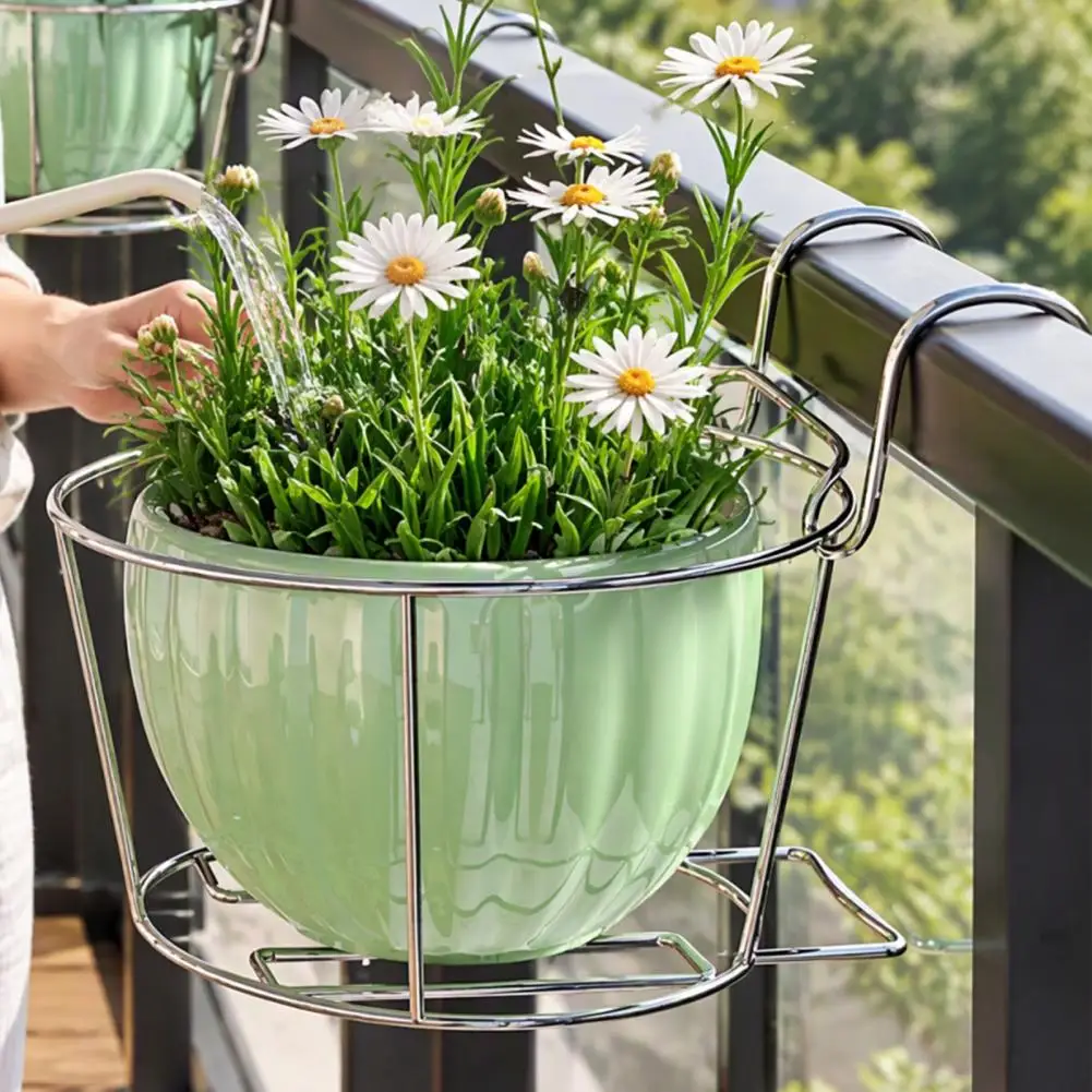 Stylish Round Metal Hanging Planters - Perfect For Balcony, Garden & Indoor Decor Flowerpot Hanger With Detachable Hook