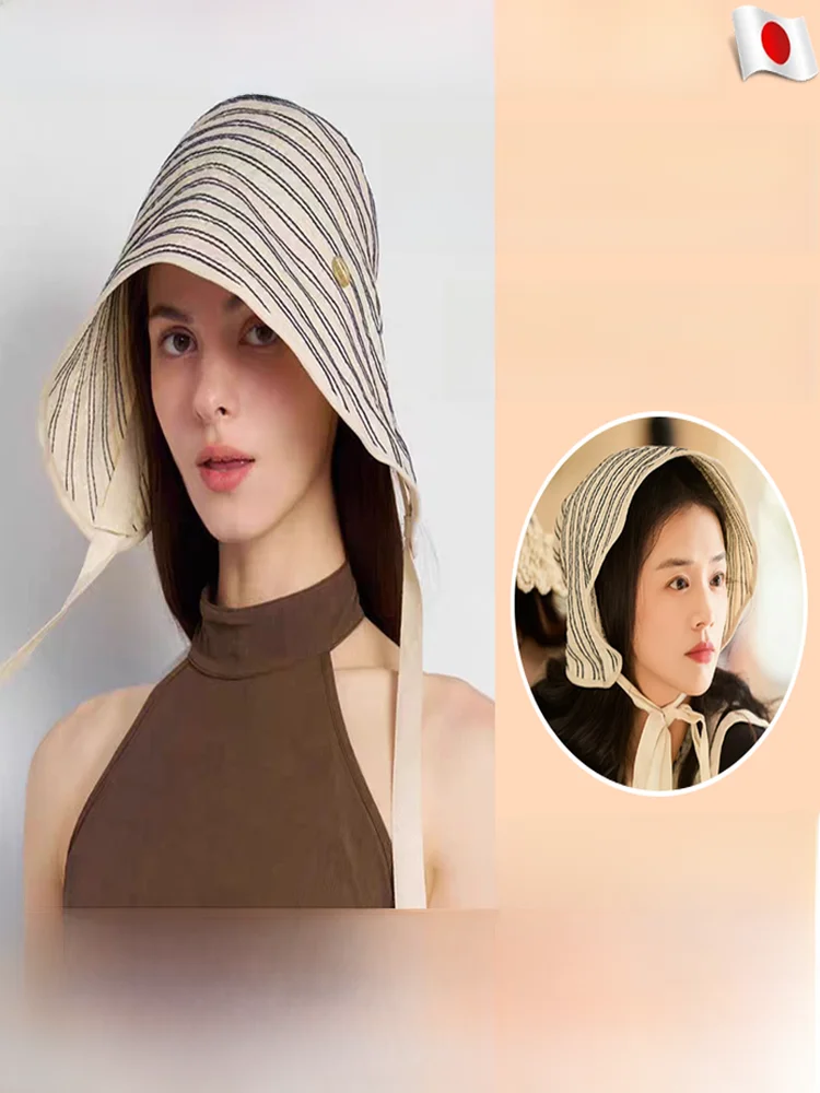 maichun-ファッショナブルな日焼け止め帽子-顔痩せ-花柄と若々しいデザイン-秋の日よけ-大きなつば-折りたたみ式キャップ