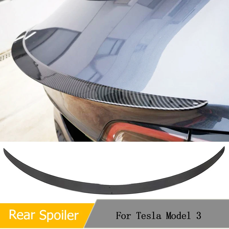 

Глянцевый черный Автомобильный Фонарь из АБС-пластика для Tesla Model 3 2017-2019, высокопроизводительный задний корпус, крыло, карбоновый вид
