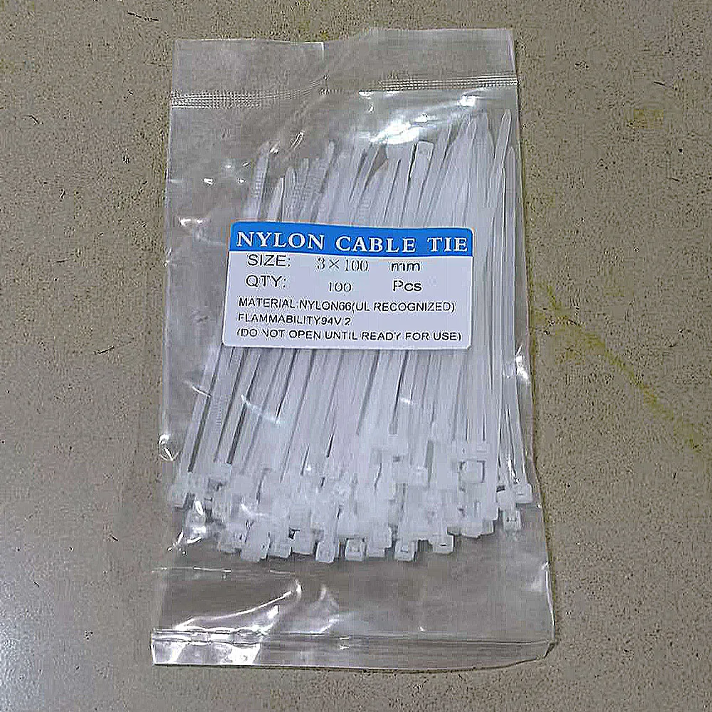 100Pcs White Self locking Nylon Industrial Cable Tie1.99mmx80/100/120/150/200 2.7mmx300 Fasten Cable Organiser Wire Cable ZipTie