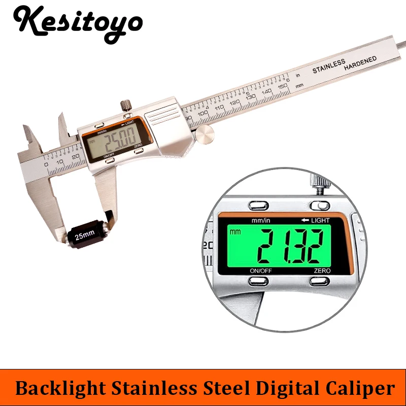 Backlight Digital Caliper com Luz Pachymeter Profissional Oficina Mecânica Ferramentas Aço Inoxidável