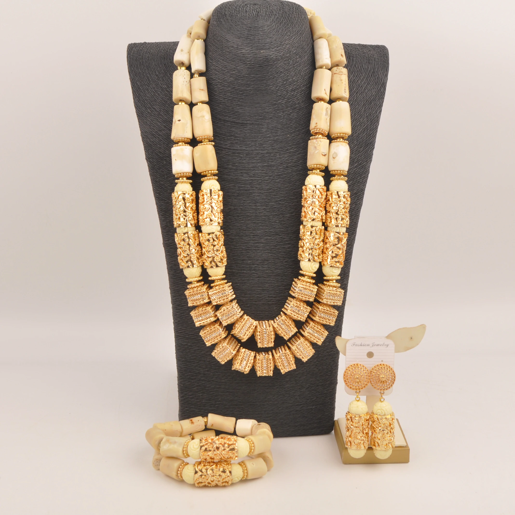 

Nigeria Wedding White Coral Beads Necklace African Bridal Jewelry Sets