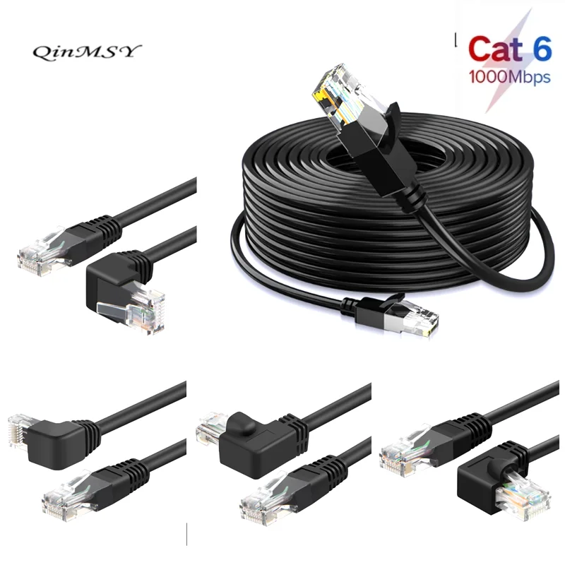 Cat6 Ethernet Cable RJ45 SSTP 90 Degree Up Down Patch Cord 1/3/5 Feet Network Lan for Router Modem PC PS4