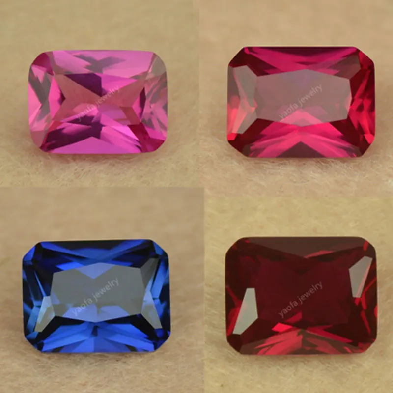 Sale Mohs Hardness 9 Corundum Mix Colors Dark Red Pink Blue Loose Gems 3x5~15x20mm Octangle Shape Cut Corundum Stone For Jewelry