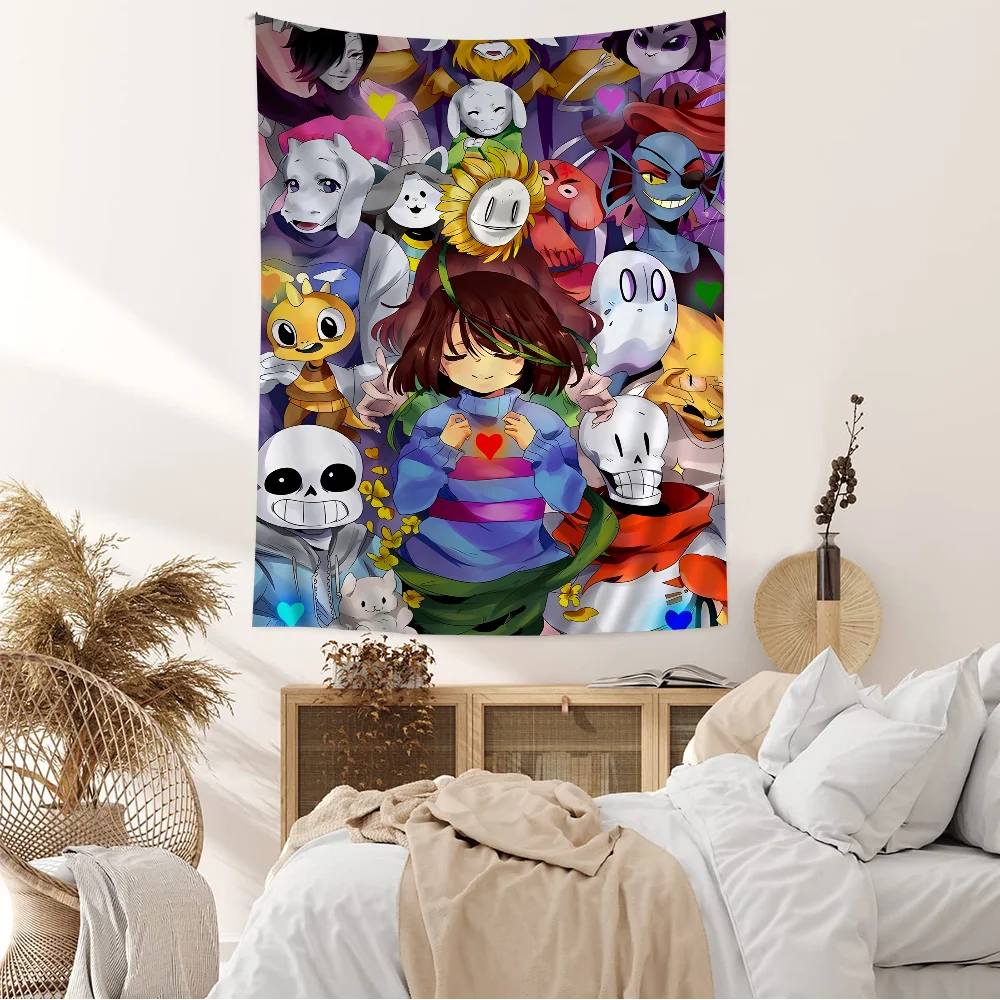 Anime Designs Game Undertale Anime Tapestry Hanging Tarot Hippie Wall Rugs Dorm Wall Hanging Sheets