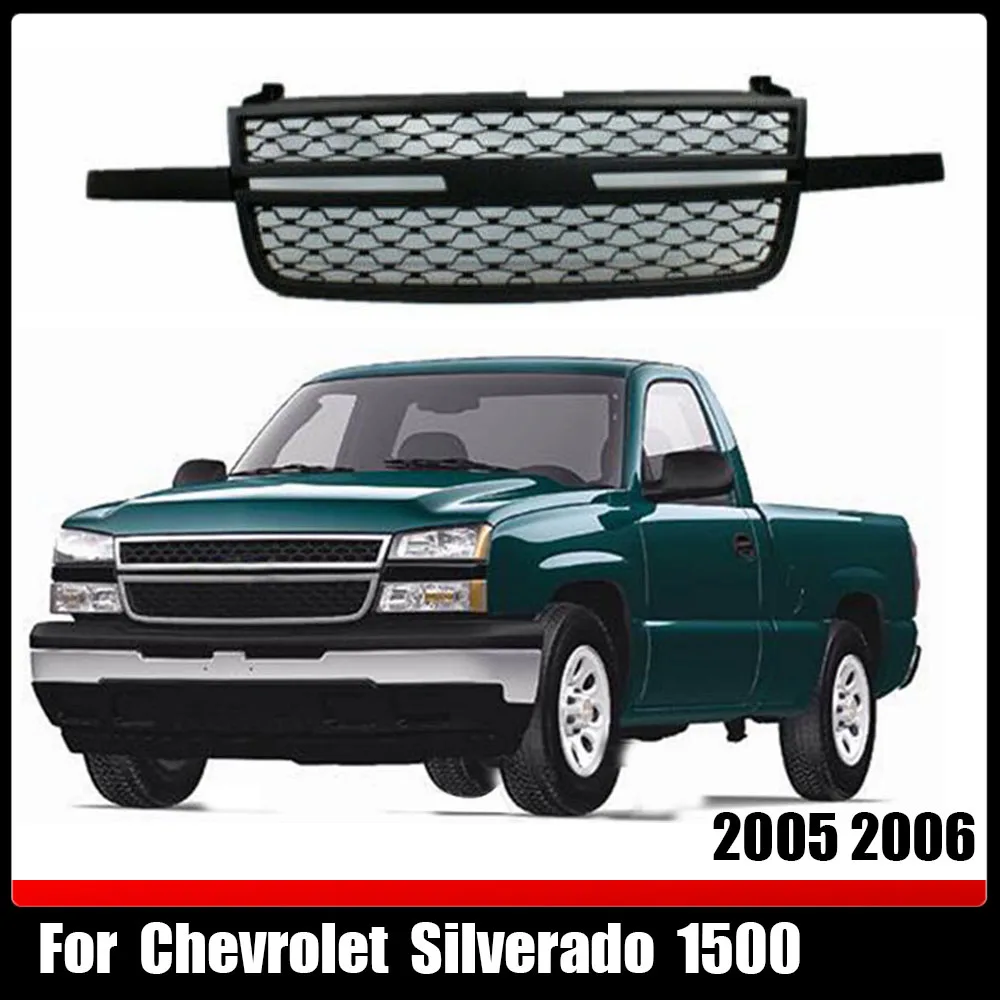 

For Chevrolet Silverado 1500 2005 2006 Trim Mesh Cover Bumper Grill Upper Racing Grills Radiator Grille Car Modification Parts