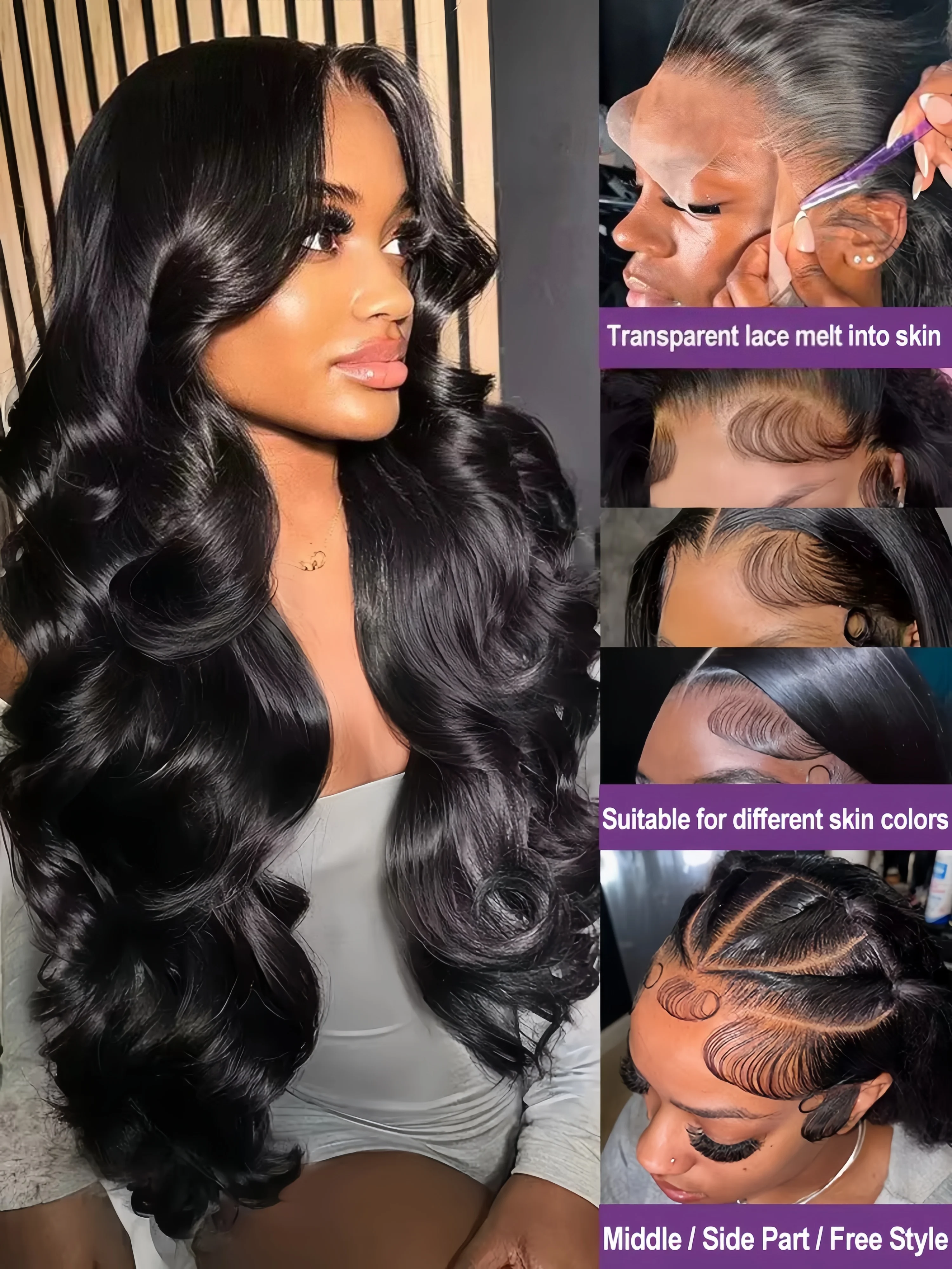 30 40 дюймов 13x6 HD Кружевные фронтальные парики Человеческие волосы Объемная волна 13x4 Передняя волна 6x6 Бесклеевые парики Прозрачная застежка для женщин