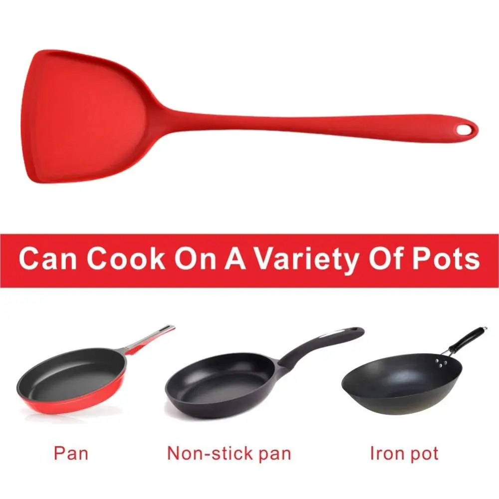 Asian Silicone Wok Spatula Nonstick Heat-Resistant Stir Fry Turner Rubber Cooking Shovel Cooking