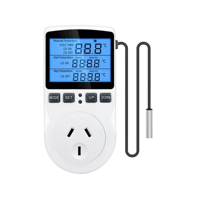 ABUG-Timer Socket Thermostat Multi-Function Temperature Controller Outlet With Timer Switch Sensor Probe Heating Cooling AU AU P